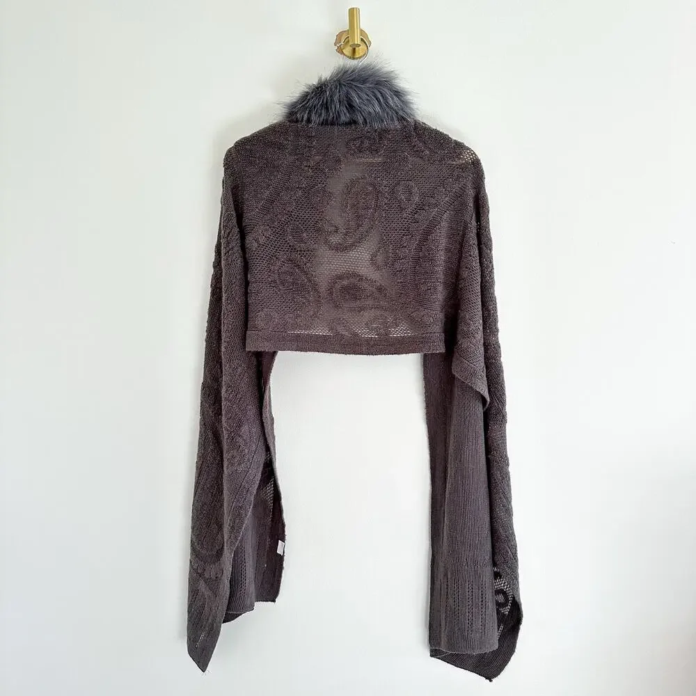 Cashmere Rabbit Fur Neck Warmer Wrap Gray One Size - Picture 3 of 10